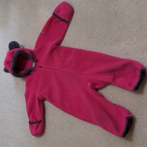 Columbia Hot Pink Fleece Tiny Bear Bunting, Size 6-12 mo.